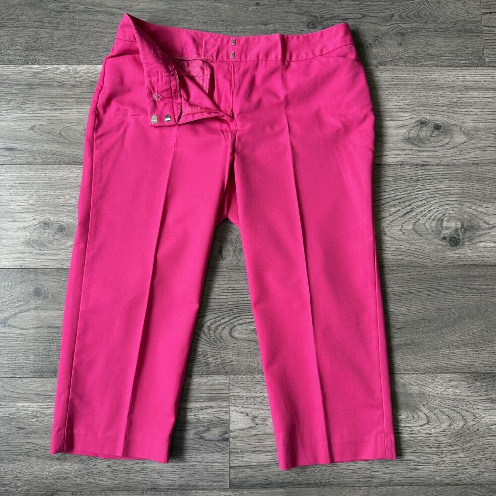 Rafaella Women’s Curvy Stretch Fabric Casual Hot Pink Capri Pants - Size 12